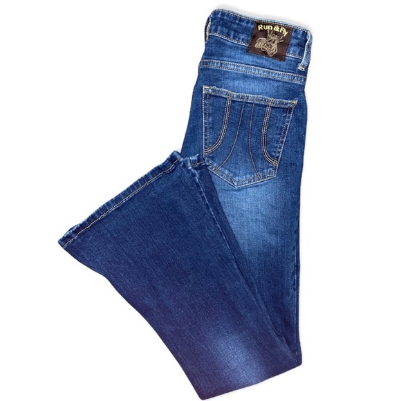 Run & Fly Made in England Flare Dark Wash Flare Jeans - Picture 4 of 14